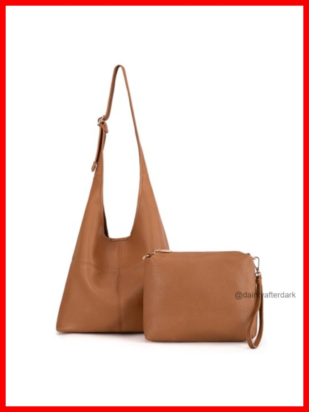 Faux Suede Hobo Shoulder Bag with Zip Wristlet Two-Piece Purse Set